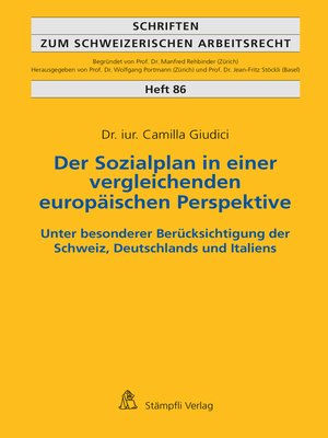 cover image of Der Sozialplan in einer vergleichenden europäischen Perspektive